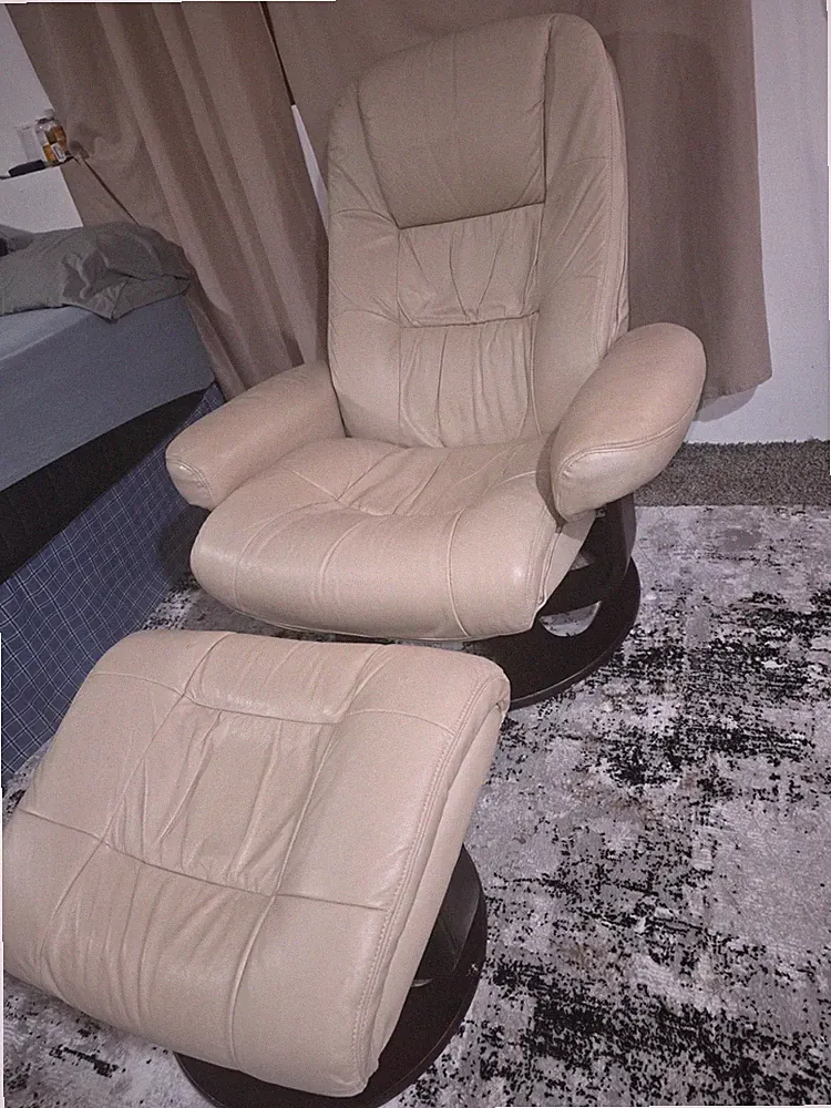 Leather Chair Recliner With Footrest Tan Color