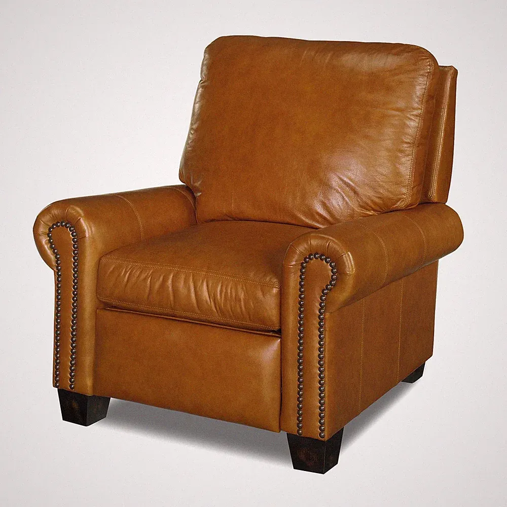 Luxurious Hand-Crafted Tan Leather Recliner