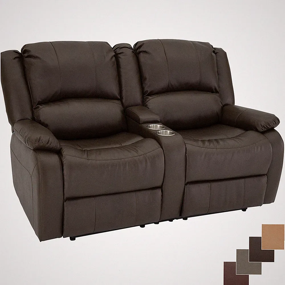 RecPro Charles 64" RV Recliner Loveseat with Console RV Sofa